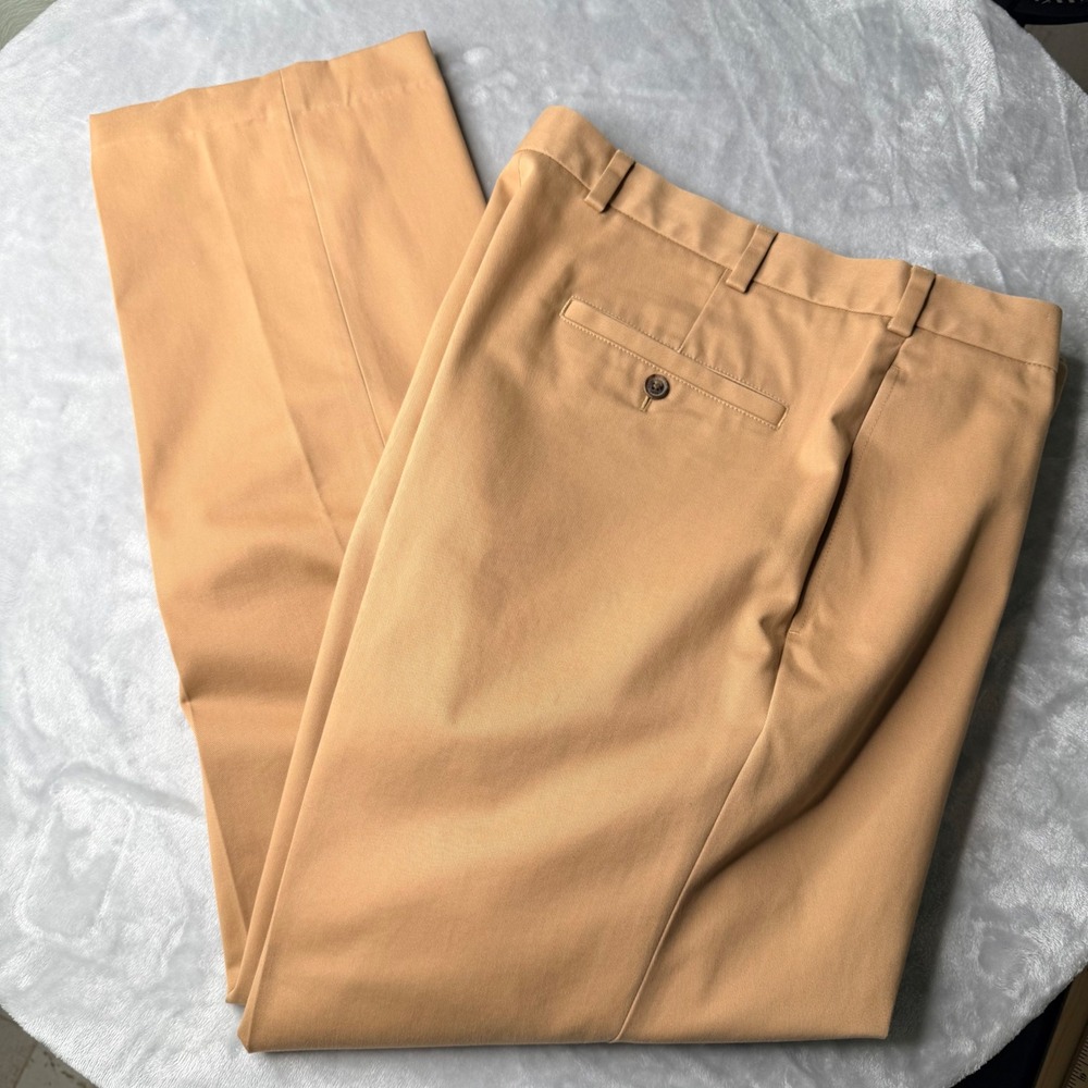 Brooks Brothers Advantage Chino Clark 38x30.5 Khaki Tan Cotton Pants Flat Front